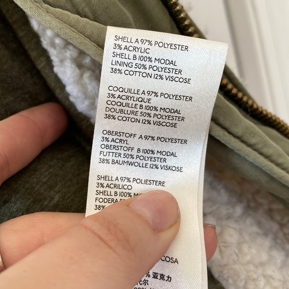 Free People Rivington Shearling Fleece Jacket, tan and olive green, size XS - Picture 5 of 8